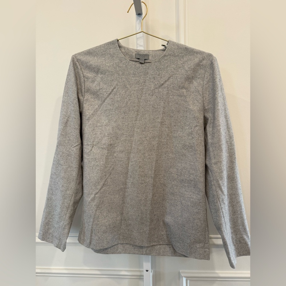 COS Heather Gray Long Sleeve Wool Blend Top